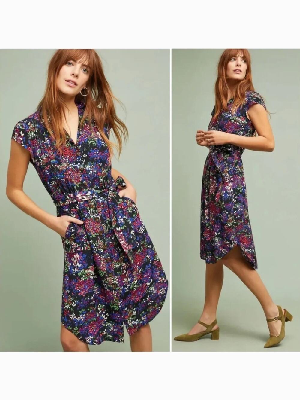 Conversations by Anthropologie 32 of 52 Floral Print Dress Black Multi Size 0